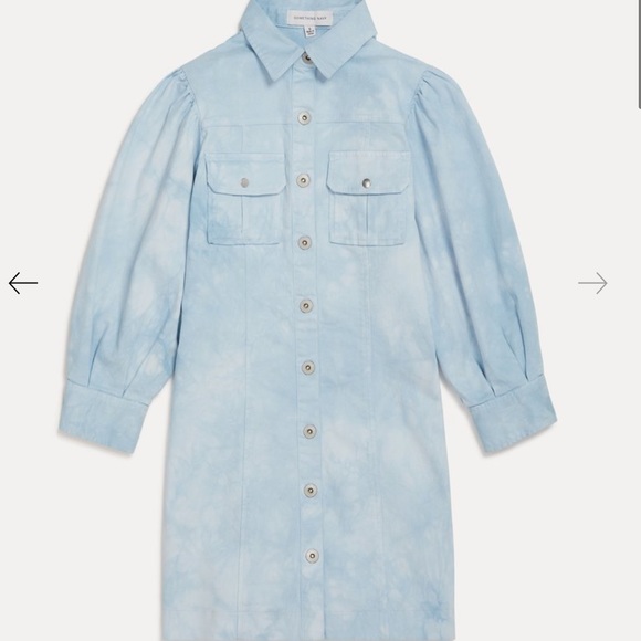 Eleanor button-down blue tie-dye denim dress NWT amazing sleeves - Picture 5 of 7